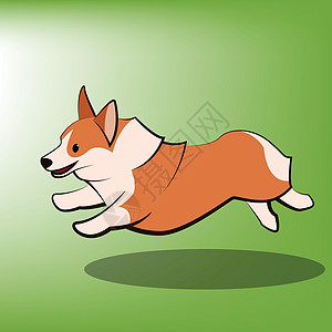 一只柯基狗的可爱卡通矢量插图它正在奔跑卡片徽章贴纸新年标识快乐屁股小狗海报朋友图片