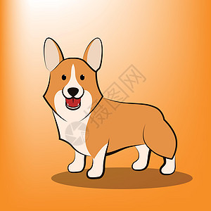 一只柯基狗的可爱卡通矢量插图它是站立的快乐猎犬贴纸屁股婴儿标识宠物新年动物小狗图片