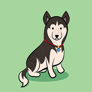西伯利亚雪橇犬的可爱卡通矢量插画图片