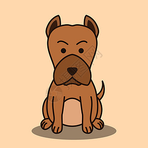 棕色比特犬的可爱卡通矢量插画图片