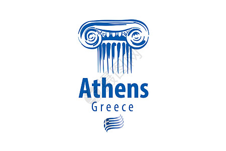 雅典 Greec 古希腊专栏的矢量图解国家贴纸访问旅游标签航程文化地标标识柱子背景图片