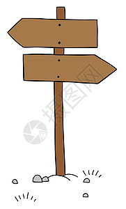 显示两个不同方向的道路标志的卡通矢量插图木板路牌路标警告艺术绘画适应症街道三角形邮政图片