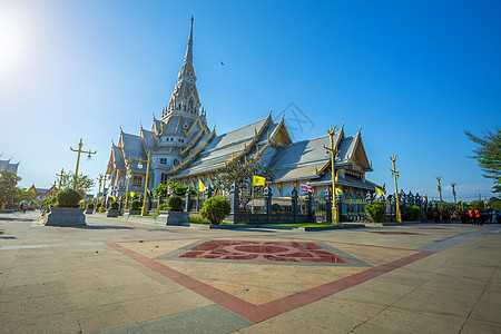 是历史中心的一座佛教寺庙 是一座佛教寺庙 是泰国北柳府的主要旅游景点佛教徒金子建筑建筑学地标游客宗教太阳艺术蓝色图片