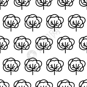 黑色和白色无缝模式与树图标 矢量树符号符号 印刷卡片明信片织物纺织品的植物景观设计 经营理念线条叶子游戏收藏草图艺术图表图标集卡图片
