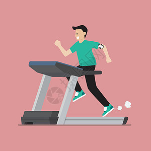 男人在跑步机上奔跑短跑腰带耐力运动饮食男性俱乐部插图有氧运动机器图片