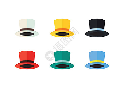 五颜六色的帽子平面设计图片