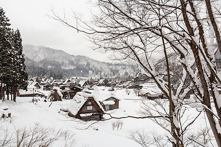 日本高山Gifu的地界标志Takayama合掌风景降雪高山旅行公园建筑农村白川季节图片