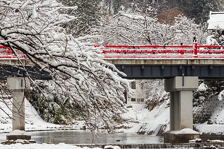 中桥 下雪 宫川河 冬季 日田 吉富 高山和日本的陆界标志城市降雪村庄地标旅游文化游客季节旅行樱花图片