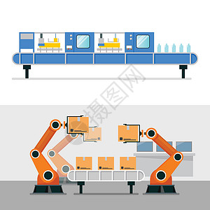 智能工厂工业的自动机械机械臂和带机机器图片