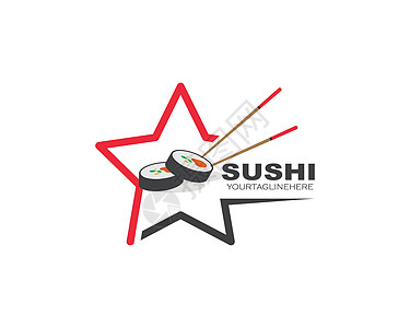 sushi 矢口图标标签插图设计美食海苔食物手绘咖啡店竹子鱼片寿司筷子乐趣插画