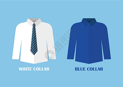 白衬衫和蓝衬衫矢量插图办公室蓝色男人棉布工匠衣服网站袖子男性工人图片