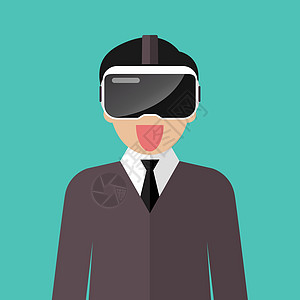 虚拟现实拍摄戴虚拟现实耳机的人屏幕工具安慰科学头盔游戏男生男人手机视频插画