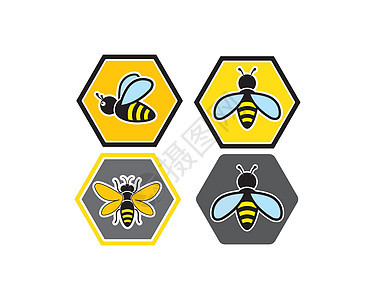 蜂蜜蜜蜂徽标模板矢量图标它制作图案蜂巢昆虫细胞蜂蜡标识飞行蜂箱生态广告味道图片
