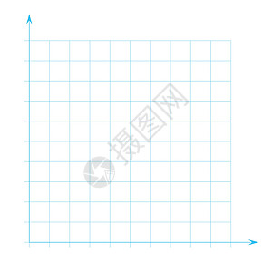 网格图网格纸 数学图 具有 x 轴和 y 轴的笛卡尔坐标系 带有彩色线条的方形背景 学校教育的几何图案 透明背景上的内衬空白图表打印大插画