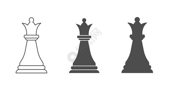 国际象棋是一个 Q 一个空的 填满的和复合的多边形 矢量图标在白色背景中被孤立图片