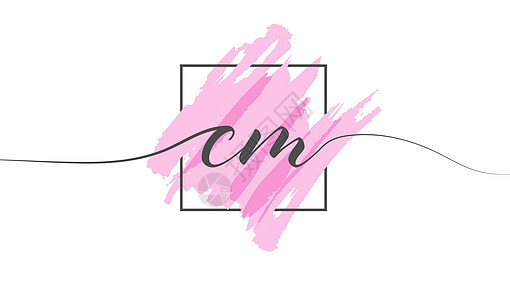 CM 在一个边框的彩色背景上单行的书法小写字母 CM图片