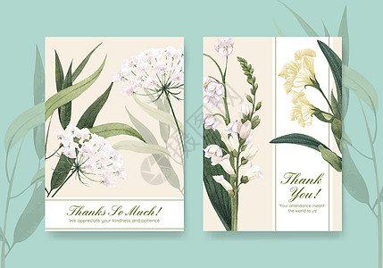 感谢您的纸牌模板 带有泉花概念 水彩色风格营销问候语水彩手绘树叶花园广告插图卡片植物图片