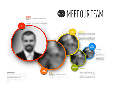 我们公司的团队演示模板 带有圆形剖面图人员商业图表插图成员等级横幅组织团体集体图片