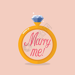 嫁给我宝石钻石插图水晶金子蜜月礼物幸福戒指歌词背景图片