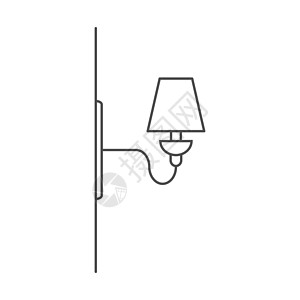 矢量图标角 壁灯 库存插图 孤立在白色背景上 简单线性设计公寓办公室灯光手绘产品剪贴簿草图绘画天花板空白图片