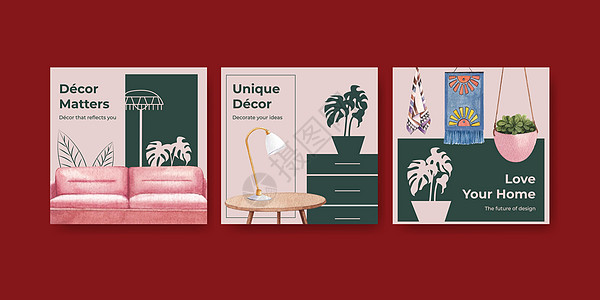 广告模板与豪华家具概念设计营销水彩矢量它制作图案奢华沙发房子织物房间座位插图图片