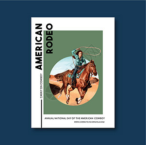 牛仔海报设计与水彩插图手绘艺术概念网站表演女性绘画骑术女士沙漠背景图片