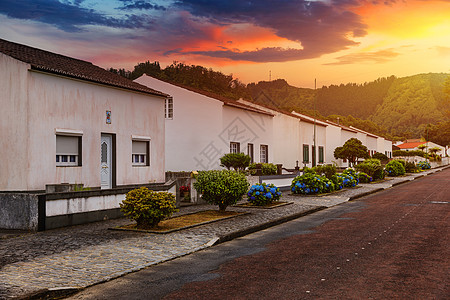 传统住房 Azores 葡萄牙亚速尔州Sao Miguel岛村的美景农村村庄城市建筑学旅行火山邻里建筑住宅房屋图片