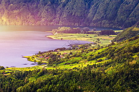 传统住房 Azores 葡萄牙亚速尔州Sao Miguel岛村的美景房屋农村火山城市邻里建筑花园住宅旅行村庄图片