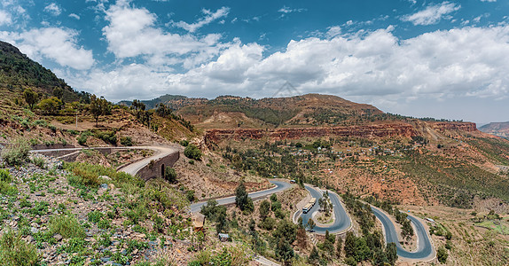 埃塞俄比亚西米安山的通航公路天线爬坡沙漠公路风景旅行荒野气候沥青全景图片
