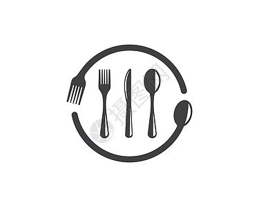 叉子 勺子徽标矢量图餐厅菜单午餐厨房盘子食物用具用餐插图派对图片