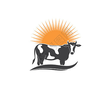 牛标志矢量图模板哺乳动物天空草地农村国家农场奶制品场地蓝色农业图片