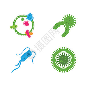 病毒和细菌图标矢量插图设计化学健康流感过敏微生物学生物学病菌癌症菌苗毒力图片