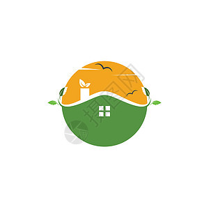 它制作图案的绿色房子标志矢量图大厦建筑学生态财产窗户全球建筑活力叶子公寓图片