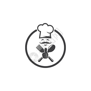 帽子厨师标志矢量图制作图案软垫美食小吃勺子午餐食物转矩餐厅胡子烹饪图片