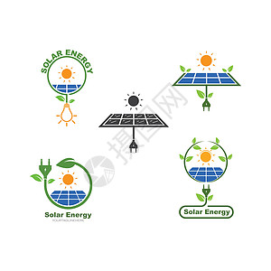 太阳能电池板标志矢量图标的自然能量技术房子活力车站标识面板插图控制板绳索发电机图片