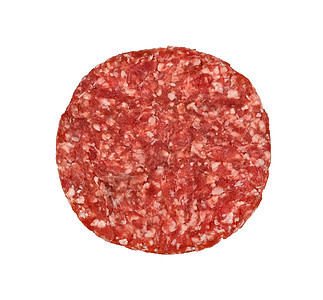 一个牛肉肉生肉汉堡包 孤立在白色上半成品地面猪肉高角度烹饪红色圆形牛肉食物图片