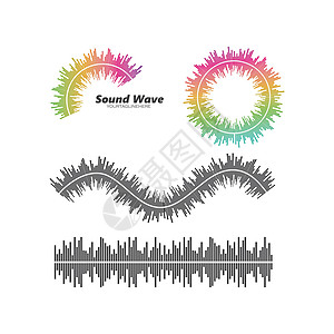 均衡器和声音效果标志矢量 ico立体声光谱笔记波浪技术嗓音旋律耳机冲动插图图片