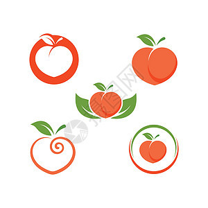 桃果实图标矢量设计营养甜点食物叶子插图红桃桃子饮食甜食标识图片