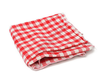 白色背景上折叠的棉红白餐巾纸抹布桌布织物检查毛巾餐厅餐巾工作室材料空白图片