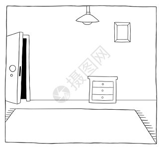 房子的一个房间的卡通矢量插图风格公寓框架休息室手绘地面桌子小地毯绘画艺术图片