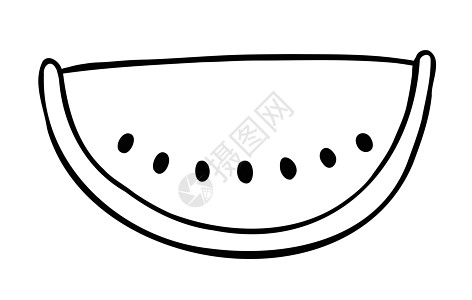 一片西瓜的卡通矢量插图小吃果汁手绘种子饮食绘画食物热带甜点水果图片
