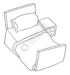 卡通矢量图的卧室和是房子床垫插图家具毯子休息寝具手绘艺术说谎图片