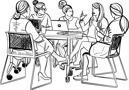 会议室里的女性创意人员正在听同事做非正式的演讲插图互联网企业家知识办公室女士领导手机老板工作图片