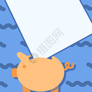存钱罐绘图与大张纸卡在孔上 小猪存钱罐设计与大音符夹在显示财务储蓄的差距上海浪商业蓝色墙纸计算机创造力庆典技术旅行动物图片