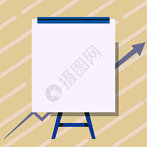 带有向上箭头的白板绘图呈现生长图 空板设计与三脚架和业务图表显示改进的增长和良好的性能人士广告牌文档卡通片办公室绘画计算机学习研背景图片