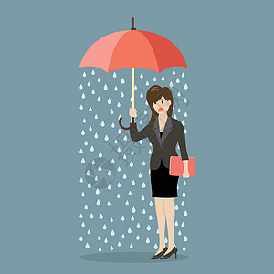 被雨淋湿的女商务人士反而拿着雨伞图片