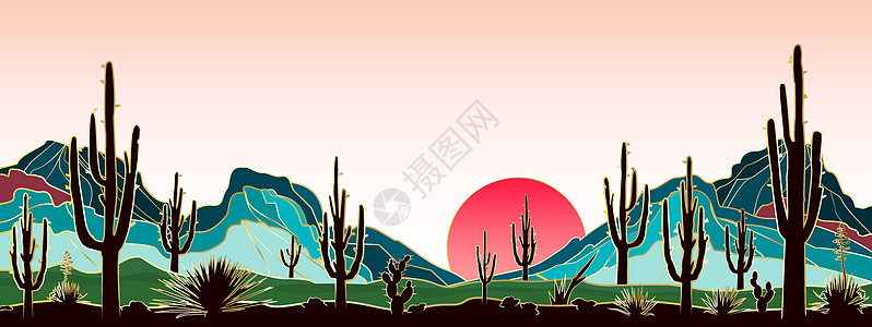 有仙人掌的墨西哥沙漠图片