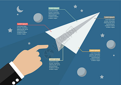 手发射纸火箭在空间 infographi图片