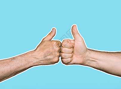 缩略图上标号杂志手势拇指手臂展示表决男人投票喜悦图片