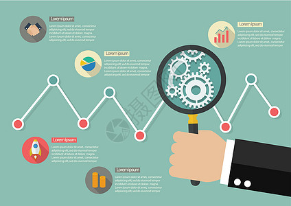 手持放大镜与股市图 infographi图片